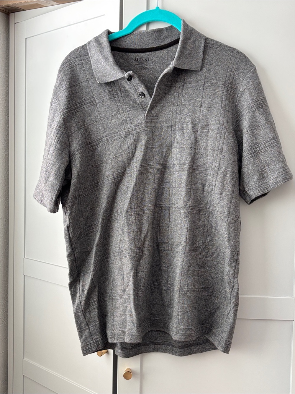 Alfani Men’s Gray Plaid Short-Sleeve Polo